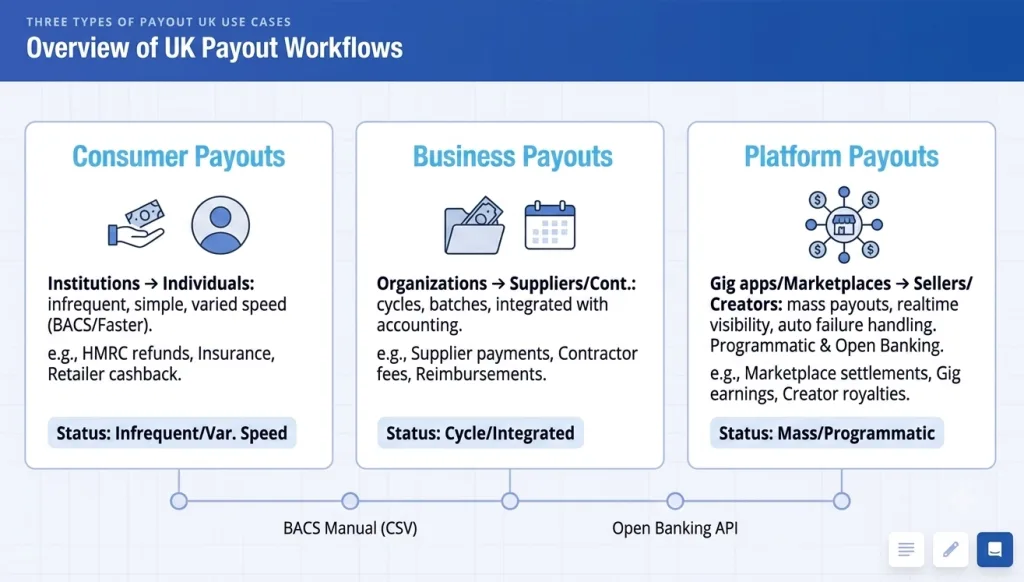 Three Types of Payout UK Use Cases
