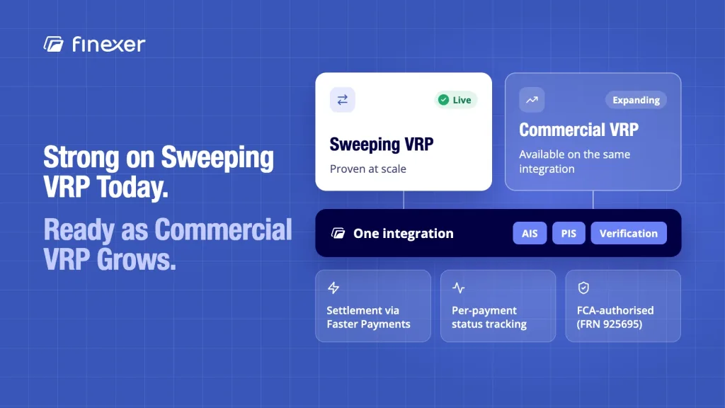 Finexer shown supporting variable recurring payments open banking on sweeping VRP today