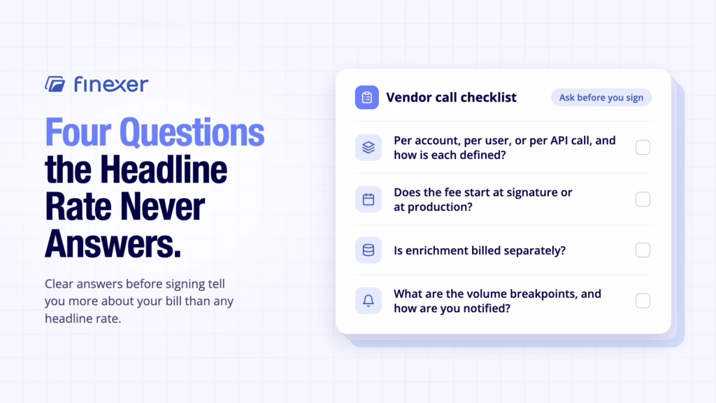 What pricing models do UK Open Banking providers use? 3 Open banking pricing models shown with four questions that decide your bill amount